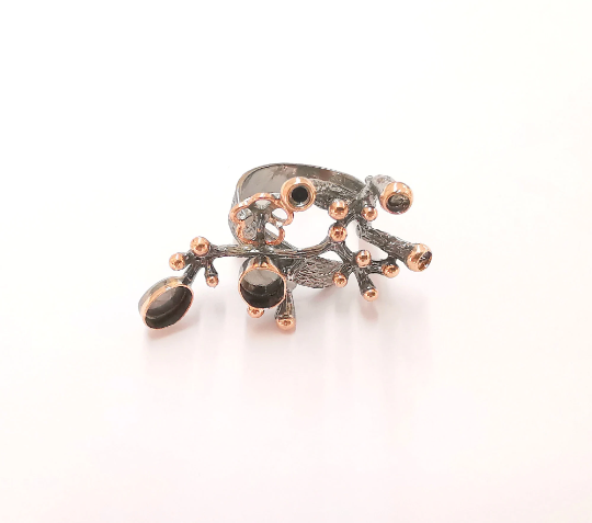 Sterling Silver Flowering Branch Ring Blank Bezel 925 Silver Ring Setting Resin Blank Cabochon Ring Mounting Adjustable Ring Base G30061