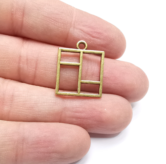 4 Geometric Charms Antique Bronze Plated Charms (22x18mm) G29338