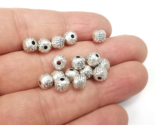 Round Ball Beads Antique Silver Plated Metal Beads (6mm) G29538