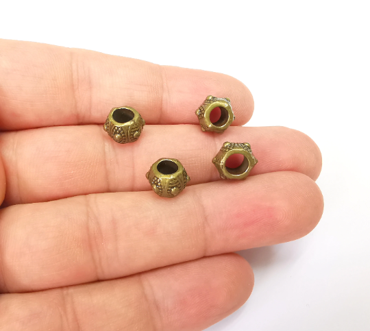 10 Tube Rondelle Beads Antique Bronze Plated Beads (10x6mm) G28305