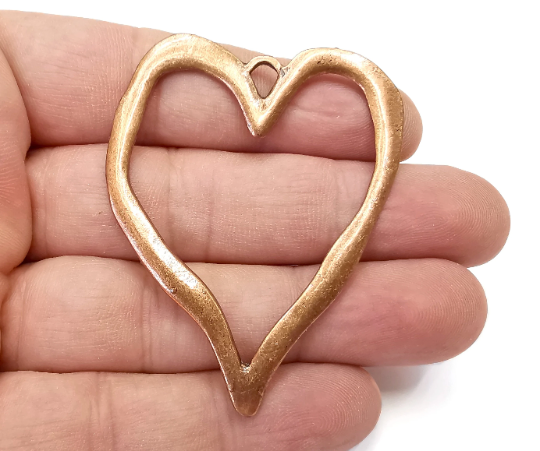 Heart Charms Pendant , Antique Copper Plated (60mm) G28782