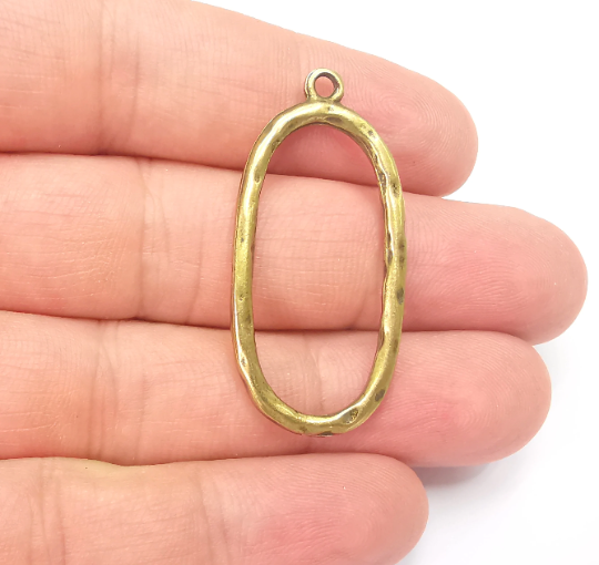 Antique Bronze Oval Circle Charms, Antique Bronze Plated DIY Charms (43x20mm) G28277