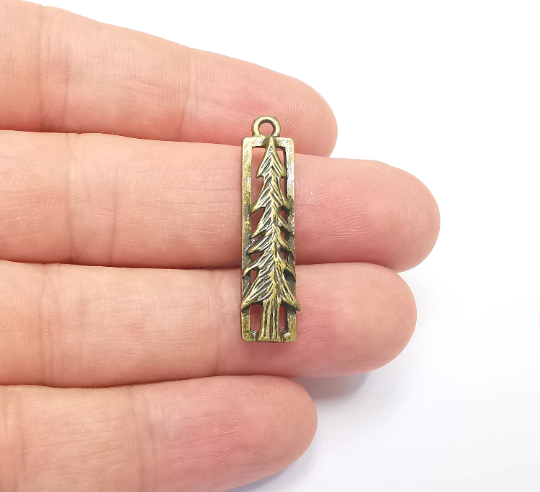 Tree Charms Antique Bronze Plated Pine Tree DIY Charms, Dangle Earring Component (33x8mm) G28255