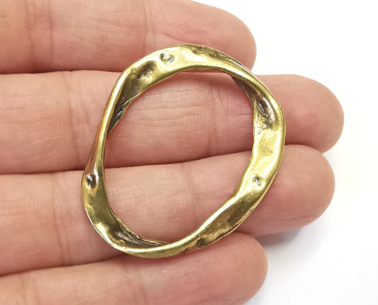 Curved Hammered Oval Findings Antique Bronze Plated Findings (43x33mm) G28024