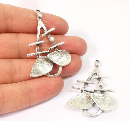 2 Dangle Charms Antique Silver Plated Charms (54x34mm) G24653