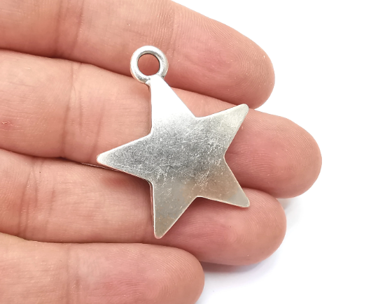 Star Charms, Antique Silver Plated (37x32mm) G28748