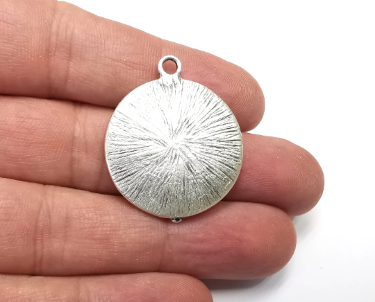 Round Pendant Blanks, Resin Bezel Bases, Mosaic Mountings, Dry flower Frame, Polymer Clay base, Antique Silver Plated (24mm) G28997