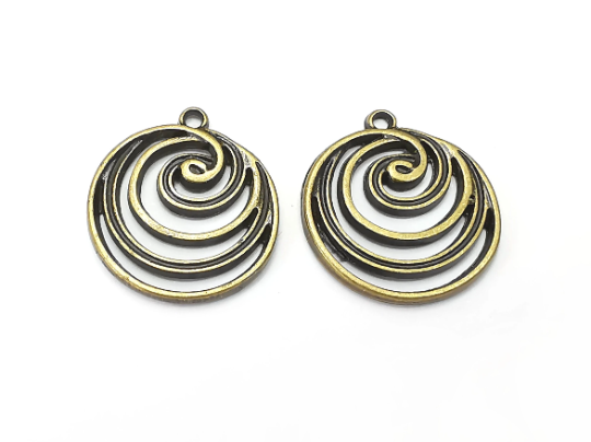 Tidal Wave Swirl Spirals Charms Antique Bronze Plated (25x22mm) G28265
