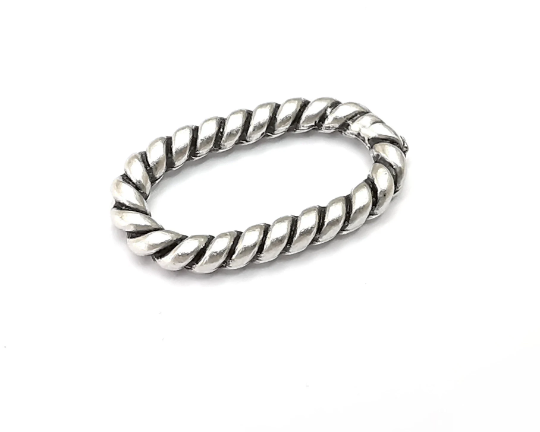 Oval Twisted Connector Charms Antique Silver Plated Findings (25x14mm) G28735