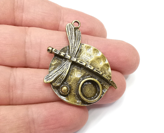 Dragonfly Pendant Bezel, Resin Blank, inlay Mountings, Mosaic Frame, Cabochon Bases, Dry Flower Settings, Antique Bronze Plated (8mm) G28920