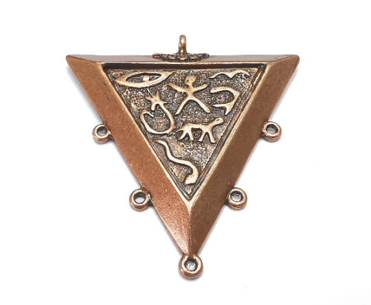 Symbols Pendant , Triangle Connector, Antique Copper Plated (59x55mm) G28900