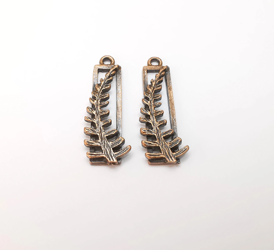 Fern Leaf Charms Frame Antique Copper Plated (34x12mm) G28314