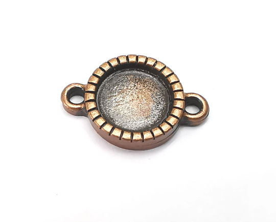 Round Pendant Connector Bezels, Resin Blank, inlay Mountings, Mosaic Frame, Cabochon Bases, Settings, Antique Copper Plated (10mm) G28969