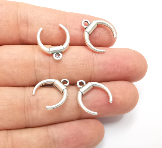 Crescent Charms Antique Silver Plated Moon Charms (17x15mm) G28316