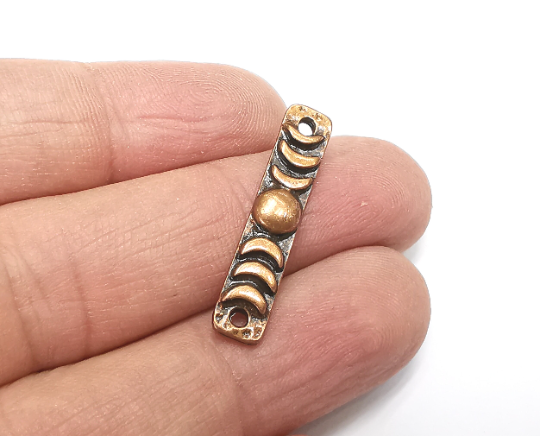 Moon Crescent Dangle Connector Charms, Phase of The Moon Antique Copper Plated Charms (30x6mm) G29814