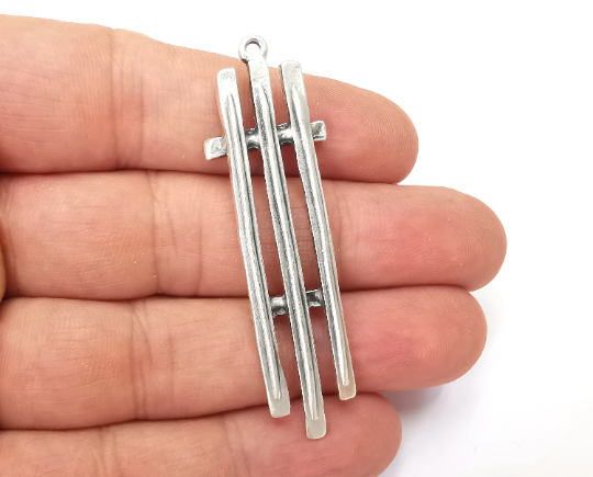 Hammered Sticks Charms, Antique Silver Plated (59x18mm) G28334