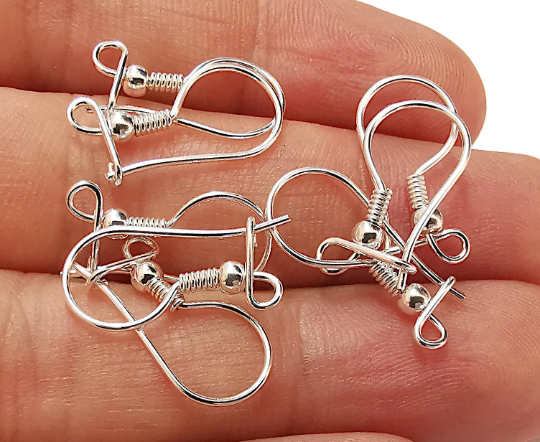 2 Pcs Solid Sterling Silver Earring Hook 925 Silver Earring Wire Findings (20mm) G30005