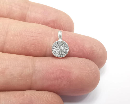 Round Pendant Blanks Resin Bezel Base Mosaic Mountings Antique Silver Plated (5mm Blank Size) G28296