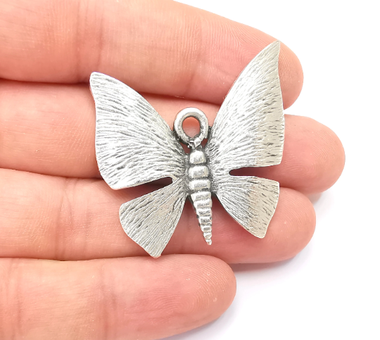 Butterfly Charms Pendant Antique Silver Plated (39x39mm) G28743