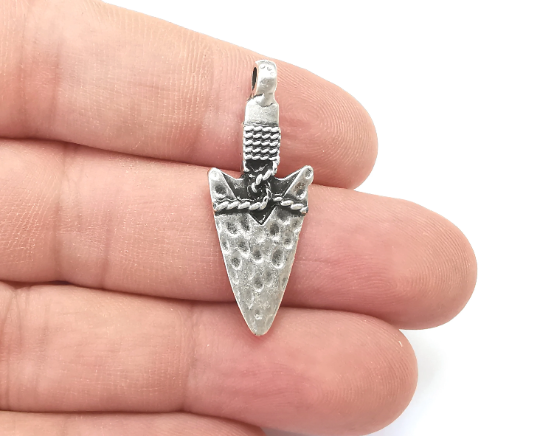 Arrow Spear Head Charms, Antique Silver Plated Charms (36x13mm) G28797