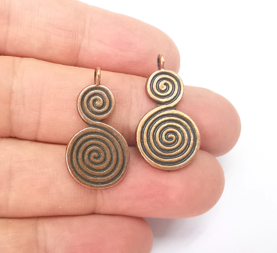 Spiral Charms Antique Copper Plated Charms, Earring Dangle Components (28x14mm) G28272