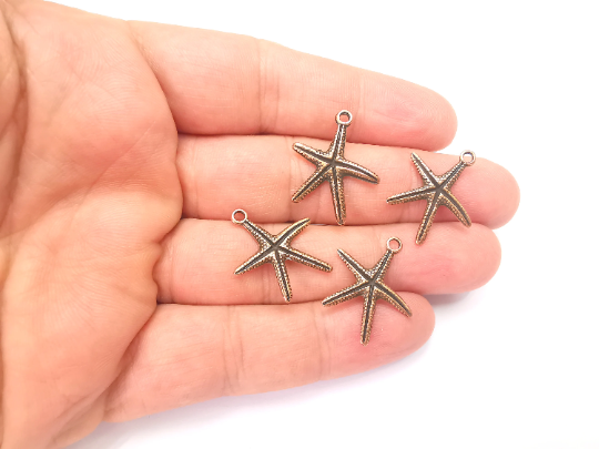 Starfish Charms Antique Copper Plated Nautical Charms, Earring Dangle Components (23x21mm) G28211