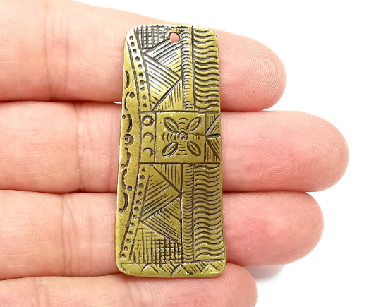 Ethnic Flower Charms Antique Bronze Plated Charms (50x22mm) G28345