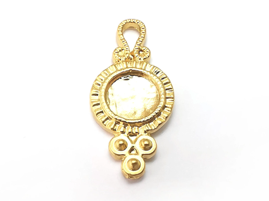 Round Charms Pendant Bezels, Resin Blank, inlay Mountings, Mosaic Frame, Cabochon Bases, Dry Flower Settings, Gold Plated (8mm) G28733