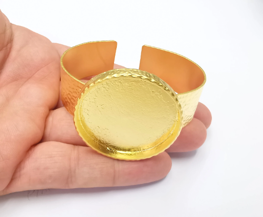 Gold blanks Hammered bracelet blanks Cuff blanks Adjustable bracelet blank Gold plated bracelet (40mm Blanks ) G28258
