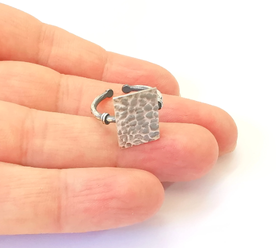 Rectangle Stamping Ring Blanks, Sterling Silver Engraving Blank, Statement Rings, Adjustable Nameplate Ring, 925 Solid Silver 15x11mm G30054