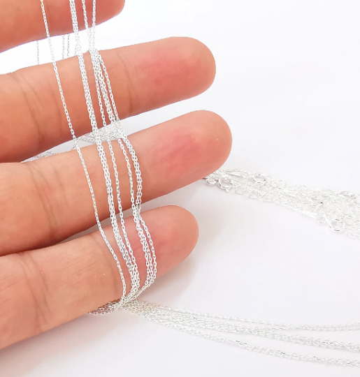 Sterling Silver Soldered Ready Chain,Necklace Chain, Finished Chain, 925 Silver Chain (40cm+5cm + 15 inch+2 inch) G30011