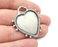 Heart Pendant Bezel, Resin Blank, inlay Mountings, Mosaic Frame, Cabochon Bases, Dry Flower Settings, Antique Silver Plated (29mm) G28796