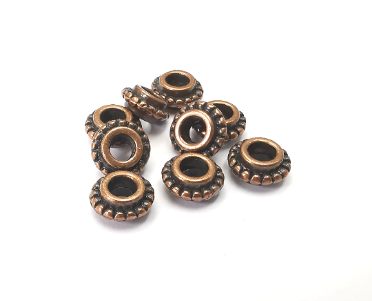 Ribbed Round Beads Antique Copper Plated (9mm) G28328