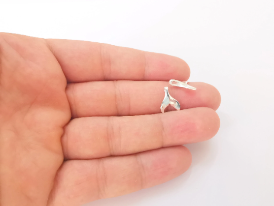 2 Fish Tail Sterling Silver Charms , 925 Silver Charms (13x10mm) G30041