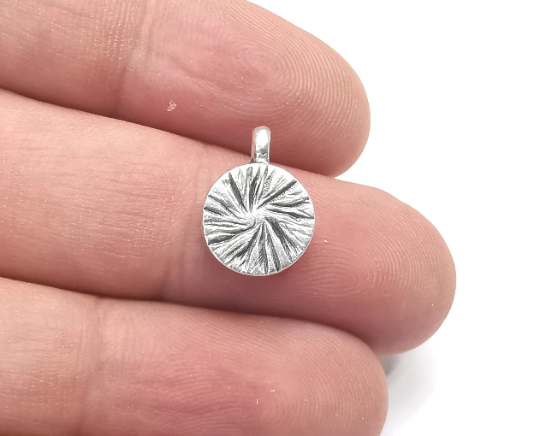 Round Pendant Blanks, Resin Bezel Base, Mosaic Mountings, Antique Silver Plated (8mm Blank Size) G28709