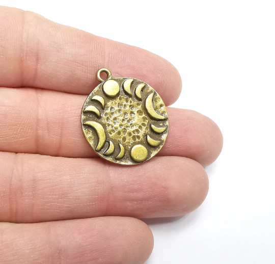 Crescent Moon Charms, Phase of the moon, Antique Bronze Plated Charms (29x25mm) G29385