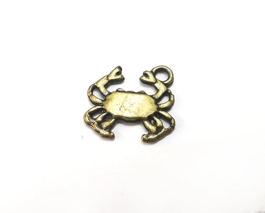 5 Crab Charms, Sea Charms, Antique Bronze Plated (15x14mm) G29359