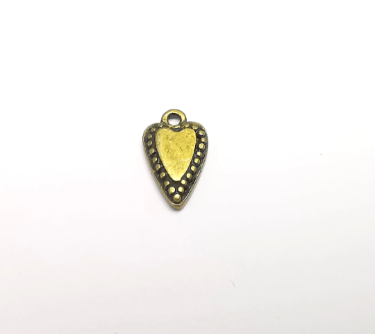 5 Heart Charms Antique Bronze Plated Charms (17x10mm) G29592