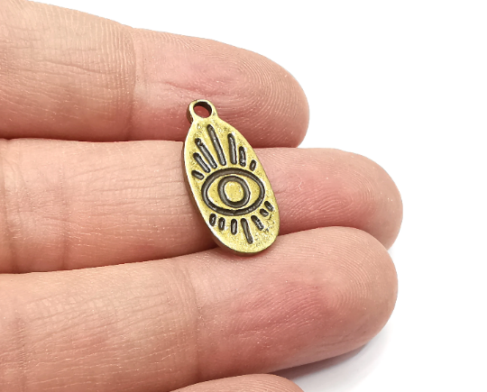 5 Eye Dangle Charms, Antique Bronze Plated (23x11mm) G29363