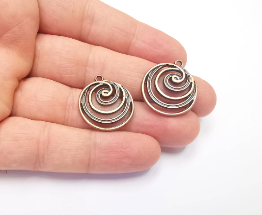 Tidal Wave Swirl Spirals Charms Antique Copper Plated (25x22mm) G28283