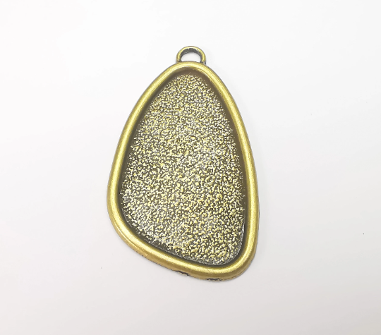 Unique Pendant Bezels, Resin Blank, inlay Mountings, Mosaic Frame, Cabochon Base, Dry Flower Settings Antique Bronze Plated (49x28mm) G28213