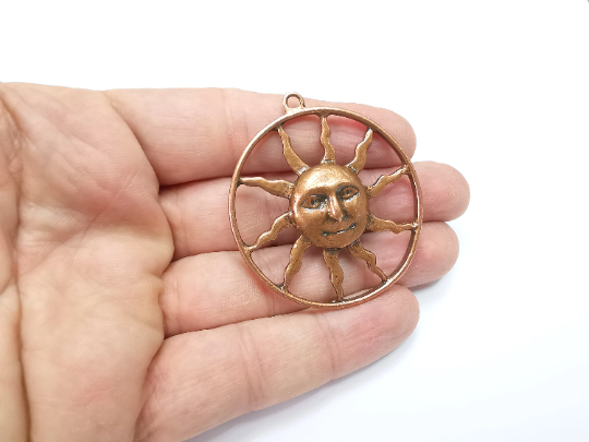 Sun Charms Pendant Antique Copper Plated Charms (53x48mm) G29328