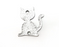 Cat Connector Charms, Antique Silver Plated (33x31mm) G28761