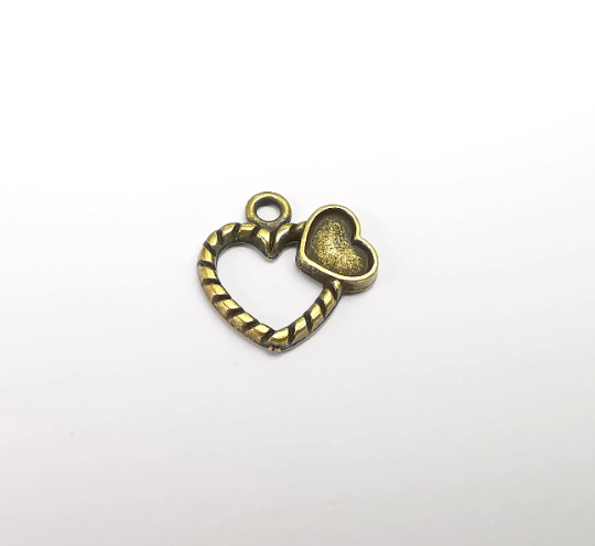 5 Heart Charms Antique Bronze Plated Charms (17mm) G29599
