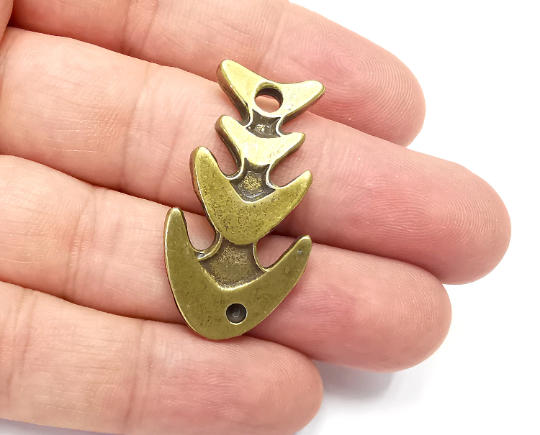 Fish Bone Charms Antique Bronze Plated Charms (40x21mm) G28291