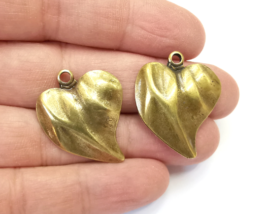 Heart Leaf Charms Pendant Antique Bronze Plated Charms (31x26mm) G28045