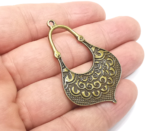 Ethnic Charms, Antique Bronze Plated Charms (50x34mm) G28942