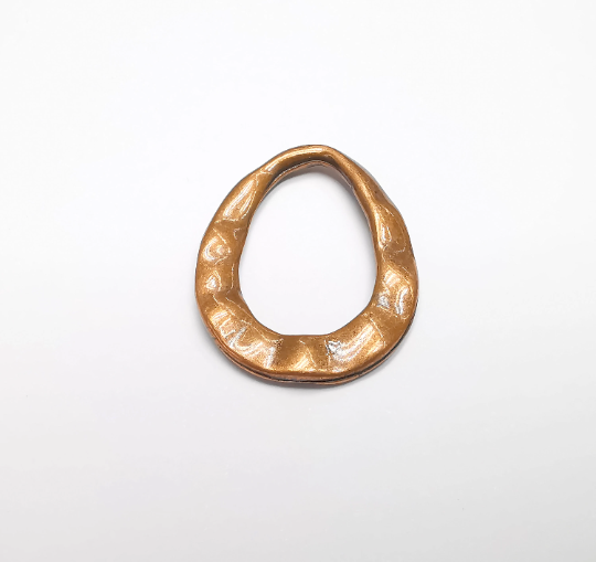 Wavy Oval Charms Pendant, Organic Shape Antique Copper Plated (36x29mm) G29369