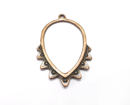 Ethnic Drop Charms, Antique Copper Plated Charms (45x30mm) G28908