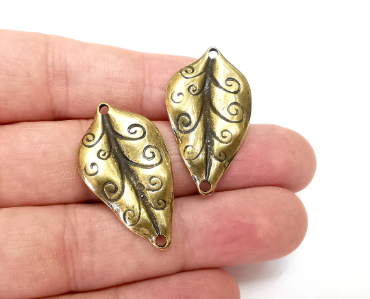 Leaf Ivy Connector Charms Antique Bronze Plated Charms (37x21mm) G28068